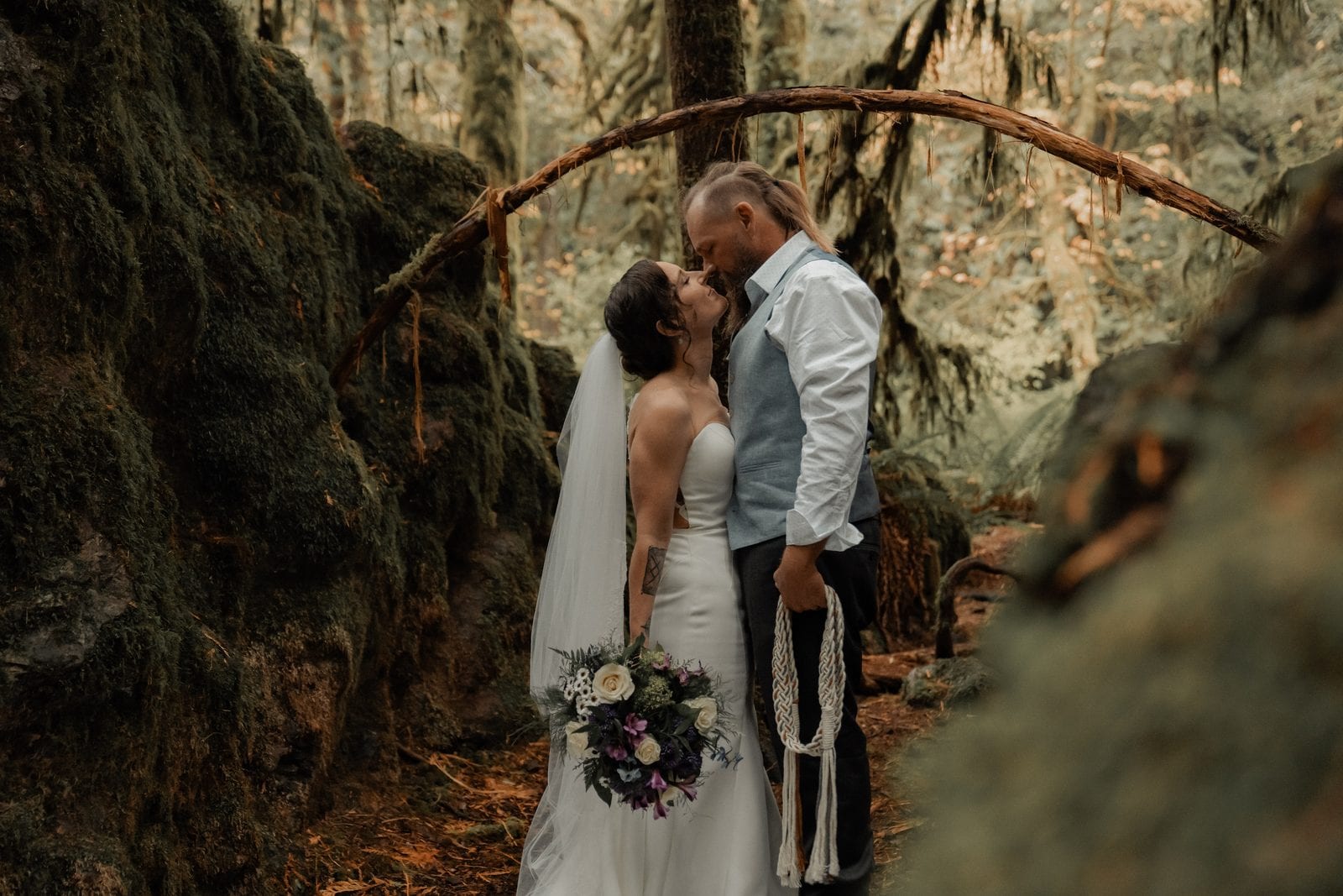Signing the marriage license in the forest
