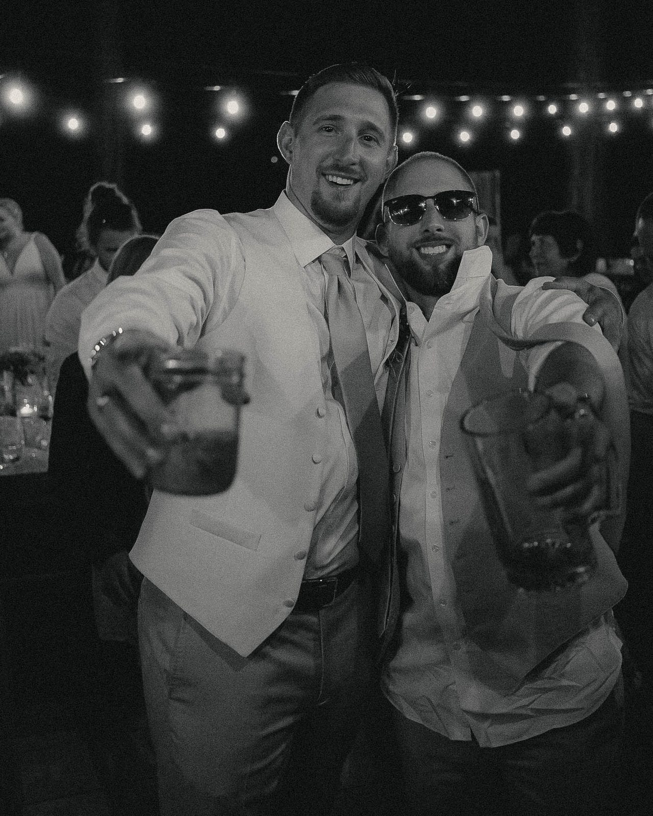 Friends with drinks at the reception