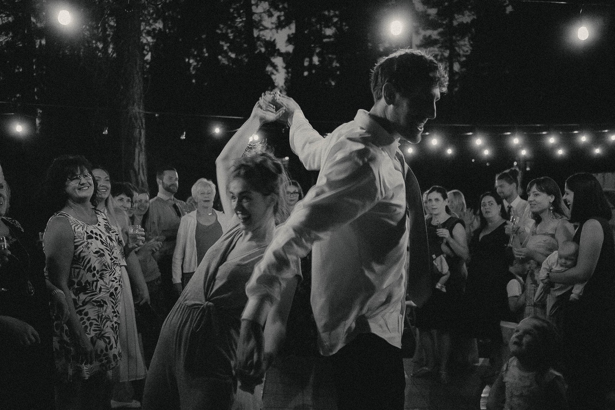 Chad and Alex dancing at their Oregon wedding reception